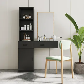 Черный современный простой стол для волос, многослойное хранилище, подходит для спальни, кабинета, гардеробной