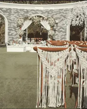 Чехол для свадебного стула из макраме в стиле бохо, свадебный декор, чехол для свадебного стула